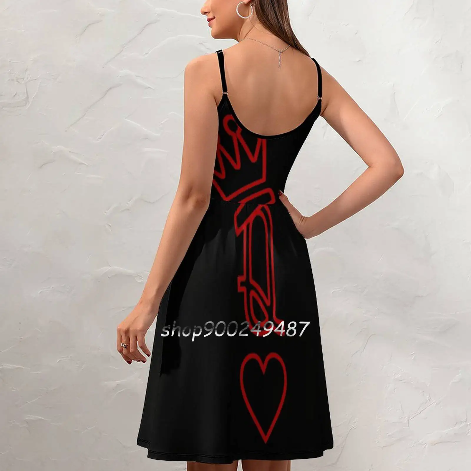 Queen Of Hearts Sling Dress Sexy Dress Female High Waist Dresses For Women Queen Hearts Heart Queens Logo King Kings Spade