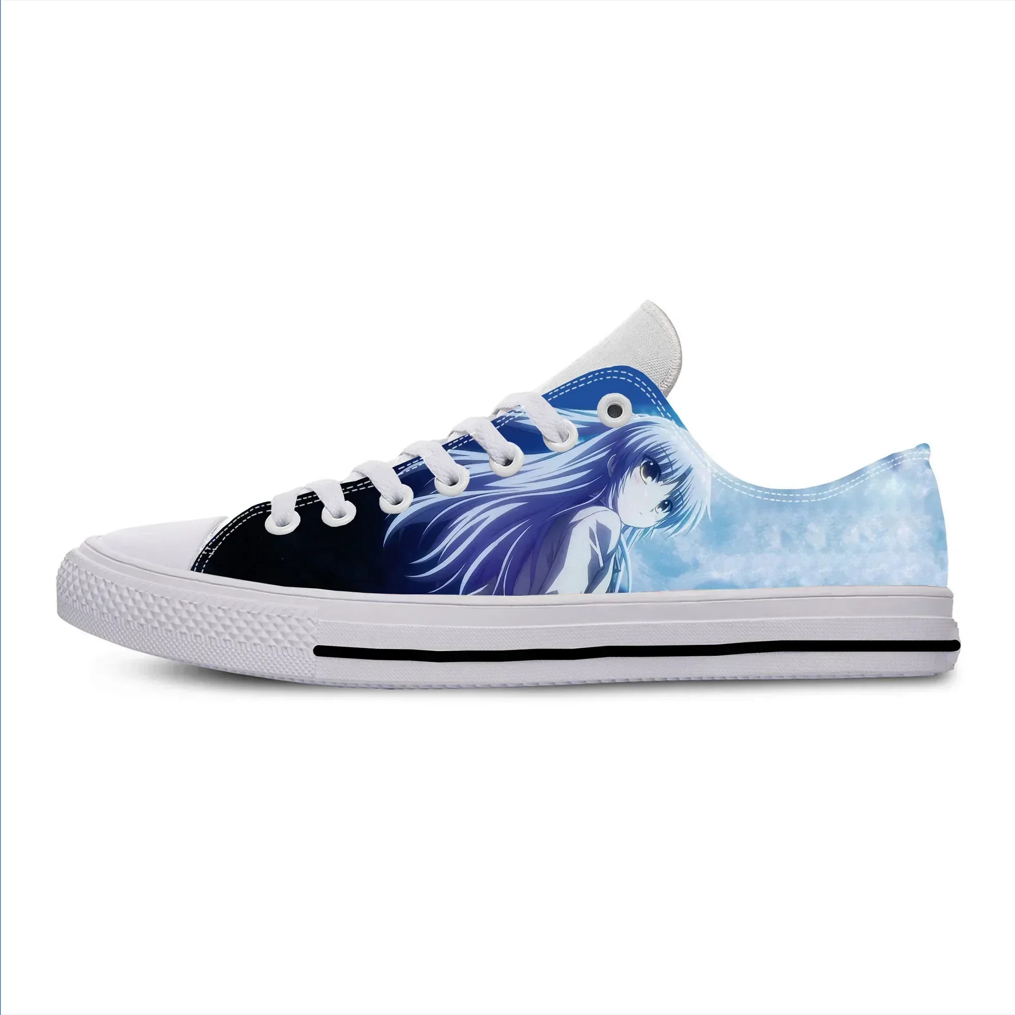 Anime Manga Cartoon Angel Beats Tachibana Kanade Casual Cloth Shoes Low Top Lightweight Breathable 3D Print Men Women Sneakers