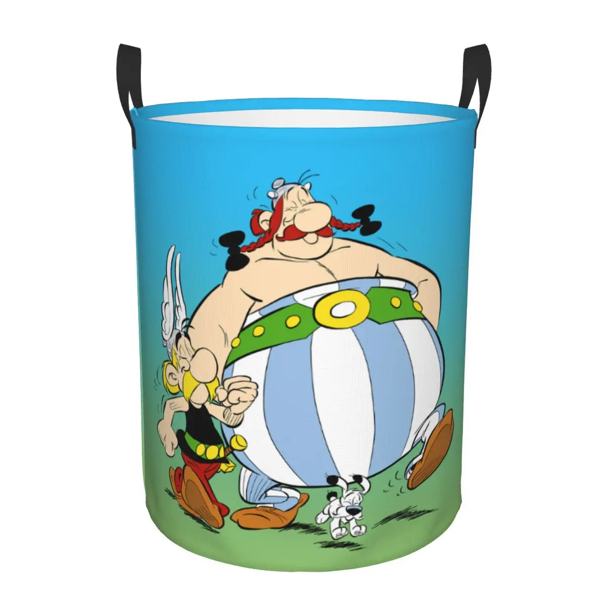 Custom Asterix And Obelix Laundry Basket Collapsible Adventure Manga Getafix Dogmatix Clothes Hamper for  Kids Toys Storage Bag