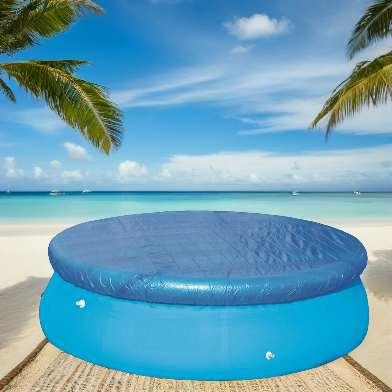 

210cm Diameter Circular Swimming Pool Cover Waterproof Dustproof Rain Protector for Round Inflatable Frame Pools Outdoor