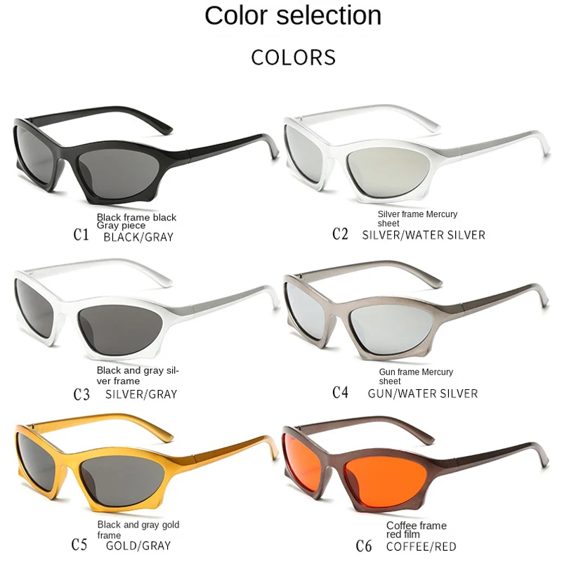 Cycling Fashion Punk Sunglasses Women New 2000\'S Y2K Sports Sun Glasses Goggle Men Trends Polygon Eyeglasses Wrap Around Shades