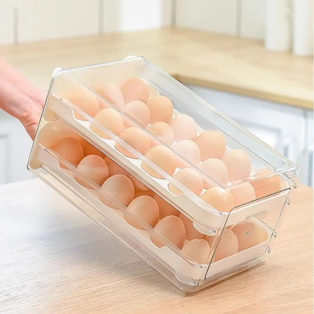 Transparent Egg Storage Box Fresh-keeping Drawer Type 18/36 Grid Egg Container Space Saving Stackable Egg Basket for Kitchen