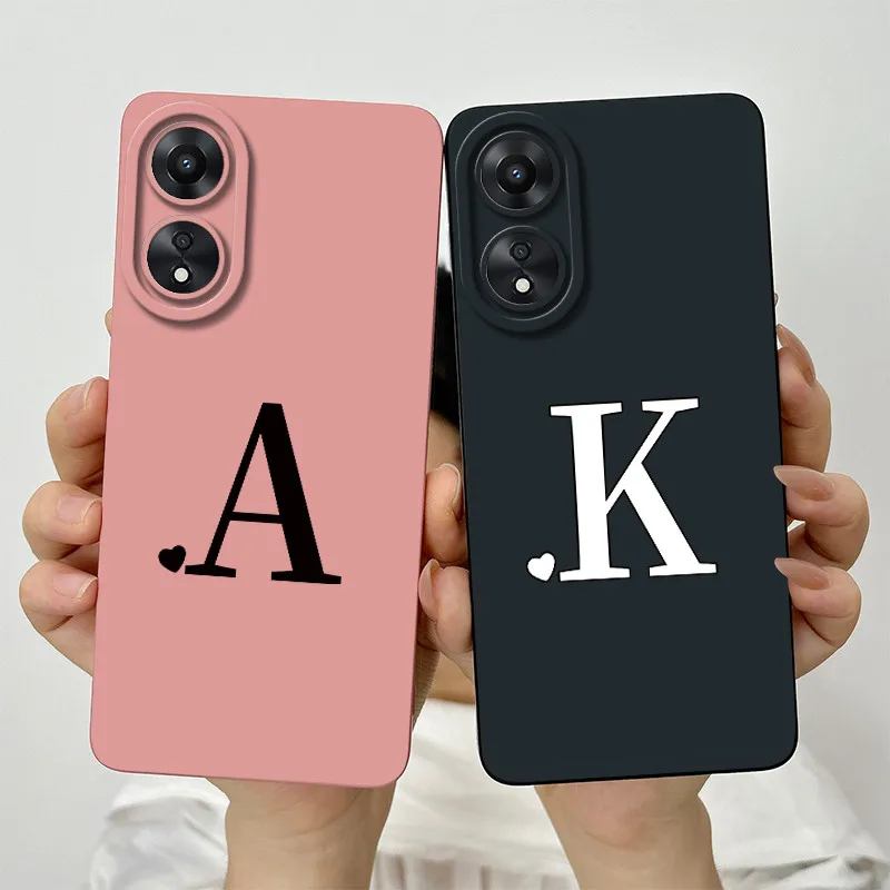 For OPPO A78 5G Case For oppo a78 5G Phone Case CPH2483 CPH2495 Cover Cute Initial Letters Square Silicone Shockproof Back Cover