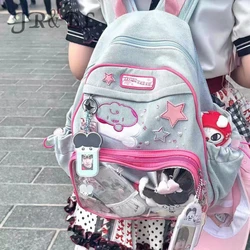 Y2K Cute Patchwork Ita Backpack New Women Fashion Design Nylon Students Knapsack Harajuku Girl Transparent Bags Travel Schoolbag