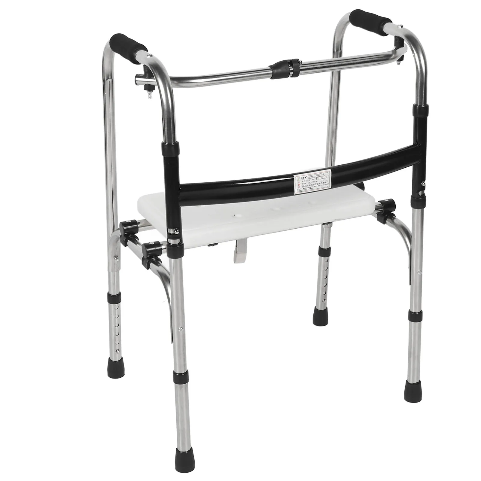 Narrow Walker Lightweight Walker Adjustable 6 Gears Stainless Steel Folding Elderly Walking Aid for Hospital Family