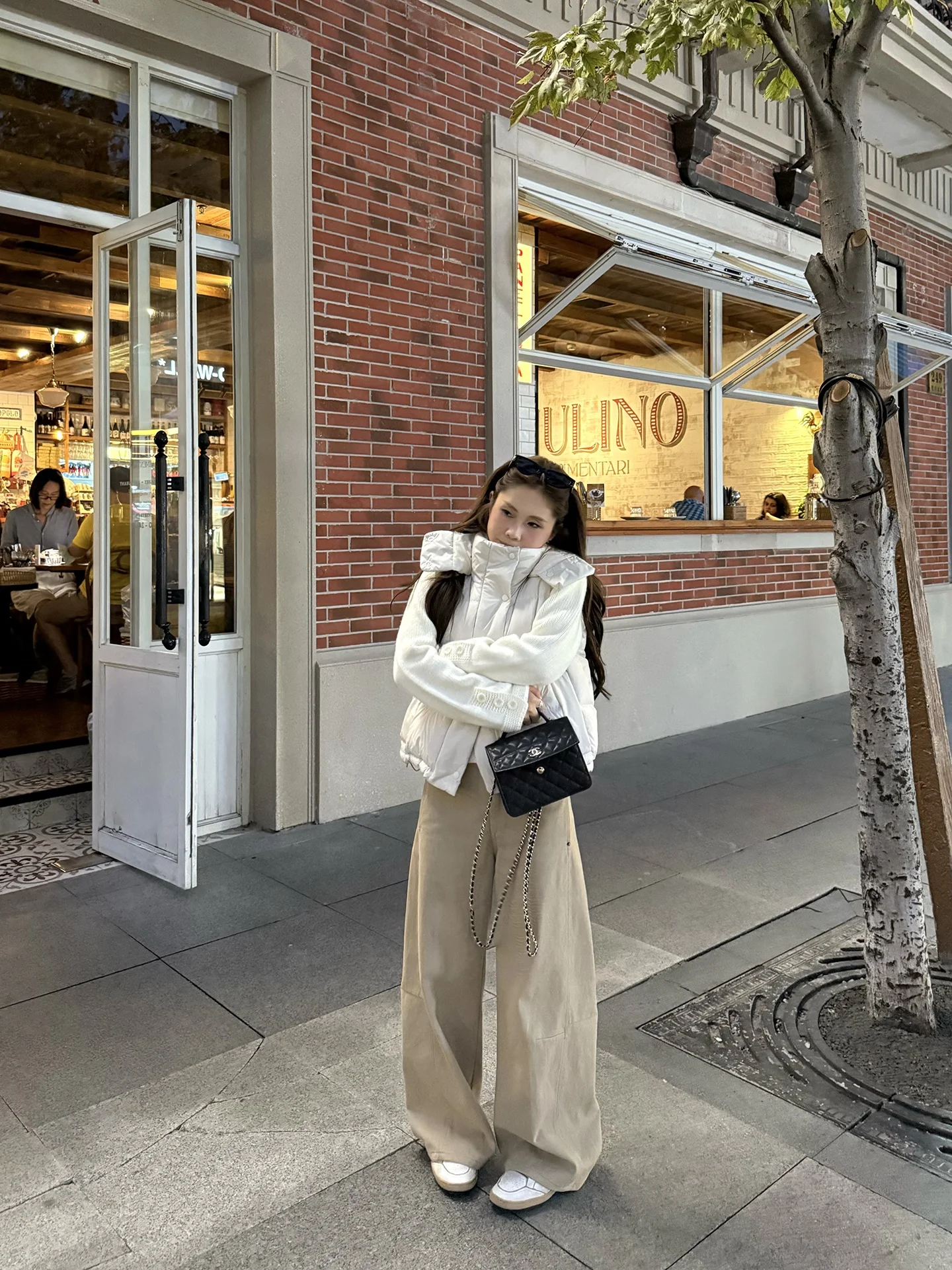 

Удобные ретро-брюки цвета хаки с широкими штанинами, 100% хлопок, маленький размер, женские свободные брюки для повседневной носки