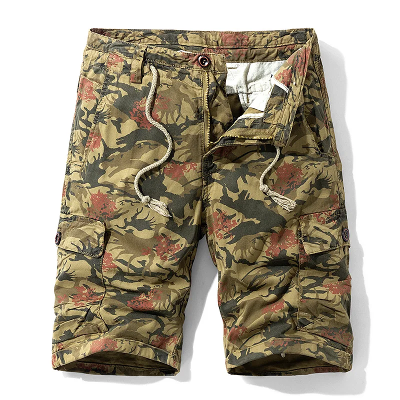 2025 New Summer New Camouflage Tactical Cargo Shorts Men Khaki Jogger Military Cargo Shorts Men Cotton Casual Loose Men Shorts