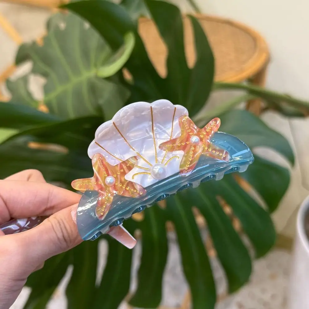 

Hairpin Elegant Ocean Series Hair Claw Korean Style Conch Shell Hair Claw Acetic Acid Hair Accessories Geometry Shark Clip Women