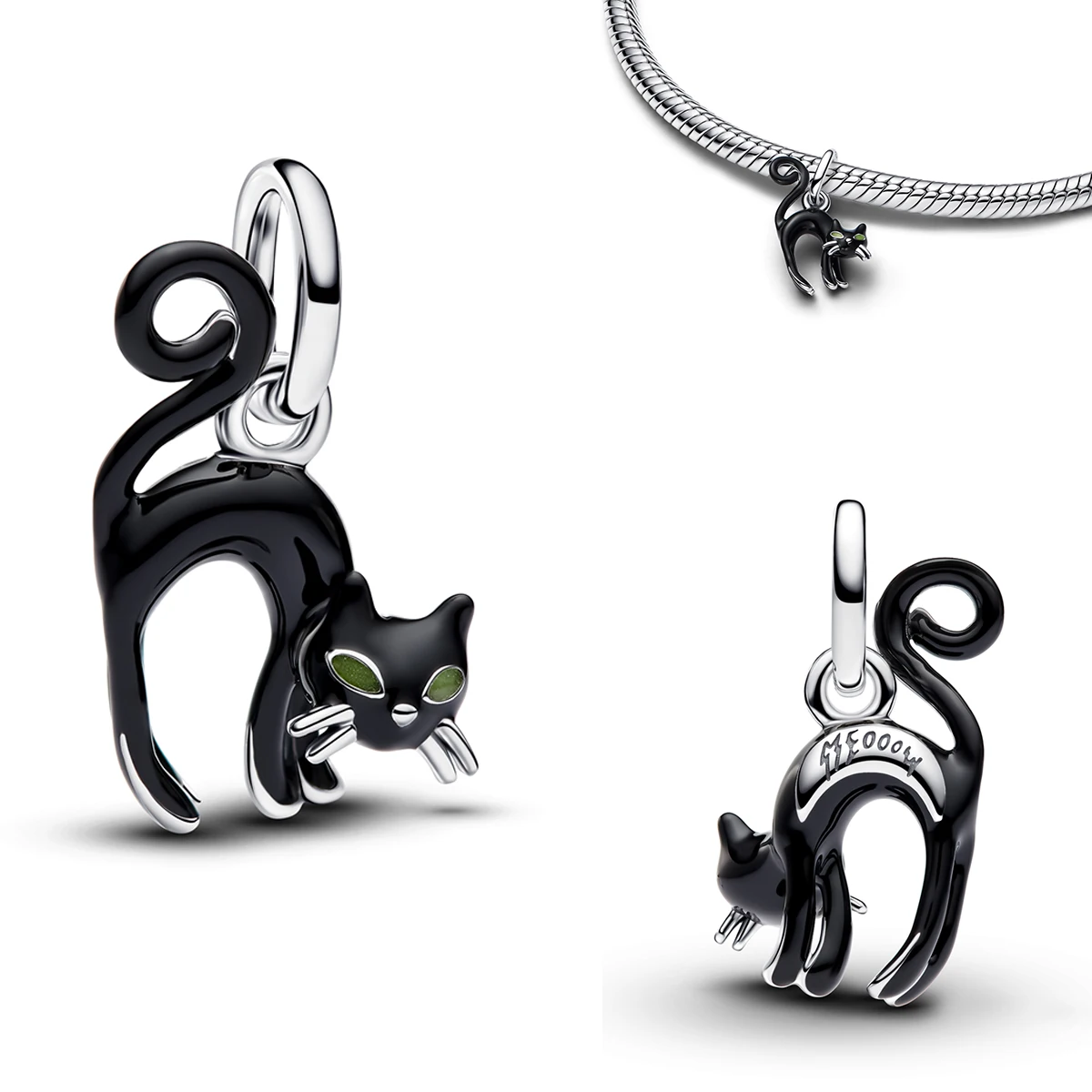 New 925 Sterling Silver Funny Cat Cow Dog Bird Rabbit Bicycle Disc Zodiac Butterfly Beads Pendant Necklace Bracelet Jewelry Gift - view 5