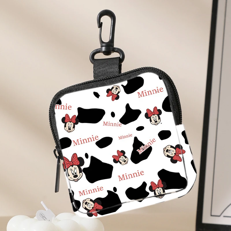 

New Disney Minnie Mouse Coral Velvet Coin Purse Cartoon Mickey Portable Ladies Earphone Bag Lipstick Storage Bag Women's Wallet