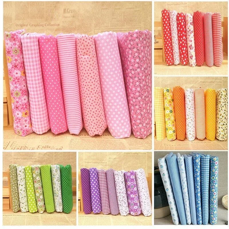 7pcs/kit Mixed Fabrics Scraps Offcuts Quilting Quilt Fabric Pre-Cut Fat Quarters Cotton Material 50*50cm Bundle New Fabric