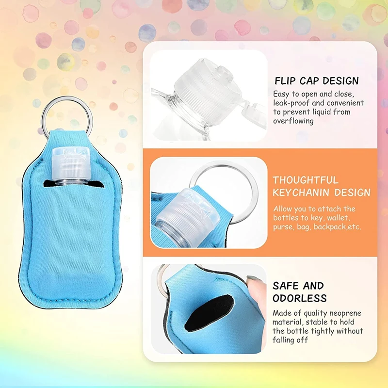 ABFM-54 Pieces Empty Travel Bottles With Keychain Holder Set Include Travel Bottle Container, Wristlet Keychain Holder