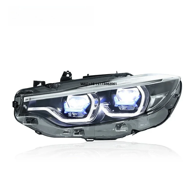 

1 Unit for 13-20 4 F32 Headlight Assembly Modification with Blue Frame M4 LED Lens Daytime Running Lights and Turn Signals
