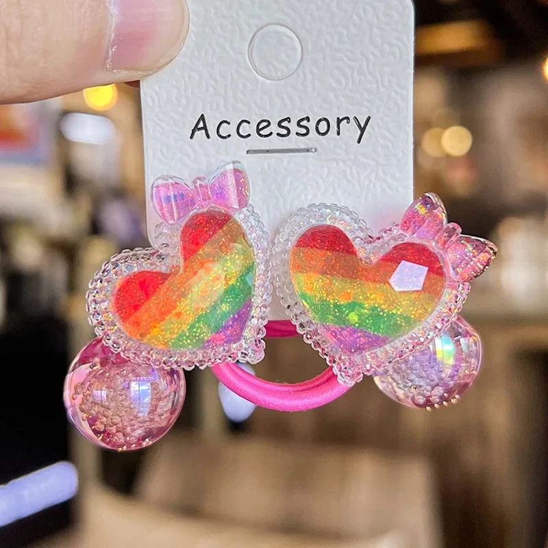 2PCS Neue Reizende Bunte Krone Bär Mädchen Elastische Haarbänder Haar Zubehör Kinder Haar Krawatten Baby Kopfbedeckungen – Detail 11