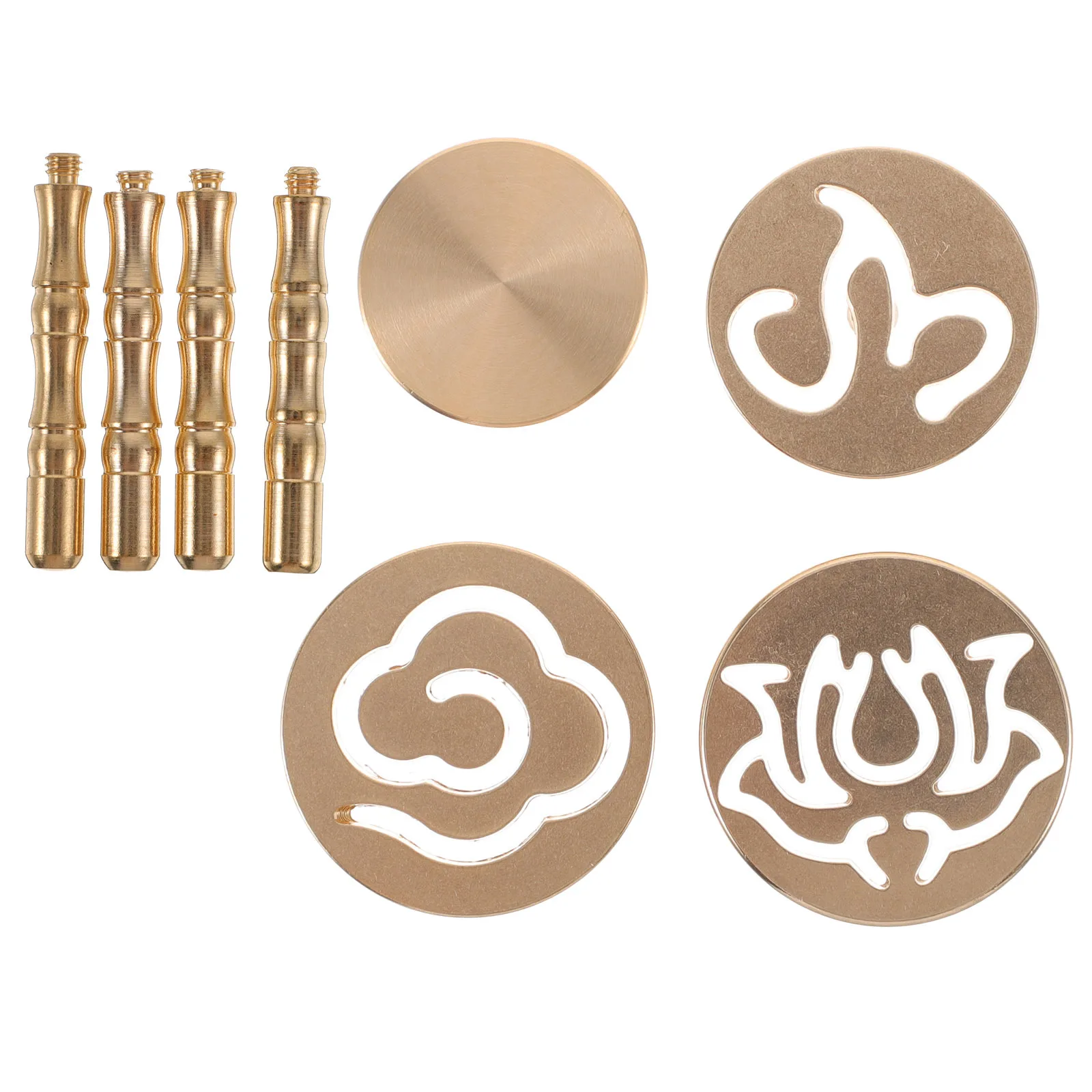 

4Pcs Removable Incense Seal Mold Fine Craftsmanship Copper Incense Ash Press Tool for Bedroom Study Aroma Therapy