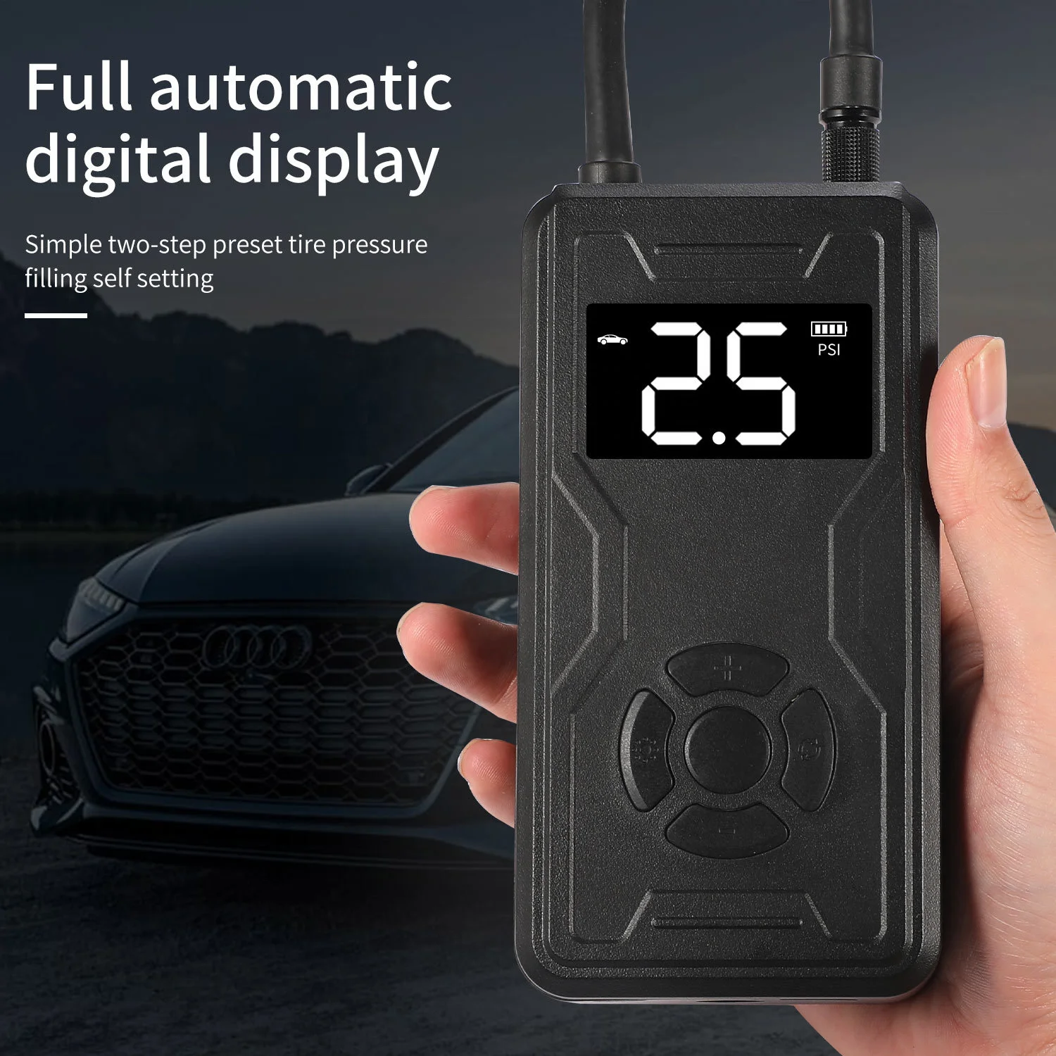 

Hot sale Wireless 12v Tire Inflator Digital Automatic Portable Mini Cordless Air Pump Car Air Compressor for Car Jump Starter