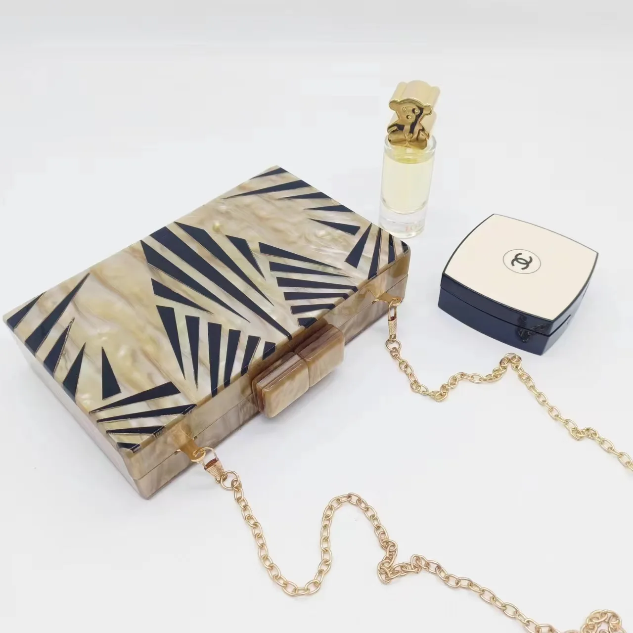 Daily matching dinner bag retro European and American zebra pattern trendy acrylic shoulder chain bag women's handbag