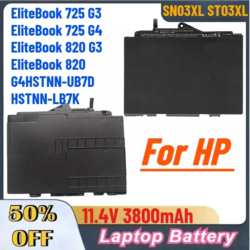 

11.4V 3800mAh SN03XL ST03XL Battery for HP EliteBook 725 G3/725 G4/820 G3/820 G4/HSTNN-UB7D HSTNN-LB7K