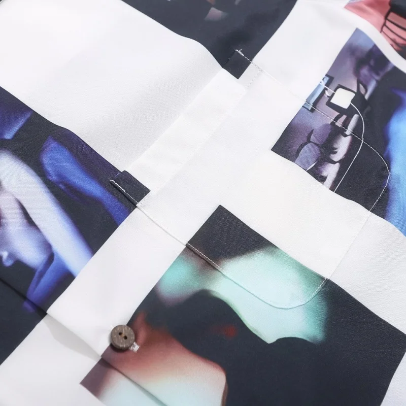 WACKO MARIA Fashion Brand Poster Casual Holiday Hawaii Loose Short Sleeve Shirt Summer Mens Womens Cuban Neck Shirt