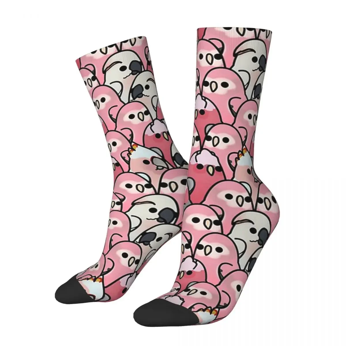 

Too Many Birds! - Pink Parrot Posse Socks Harajuku Sweat Absorbing Stockings All Season Long Socks Accessories for Unisex Gifts