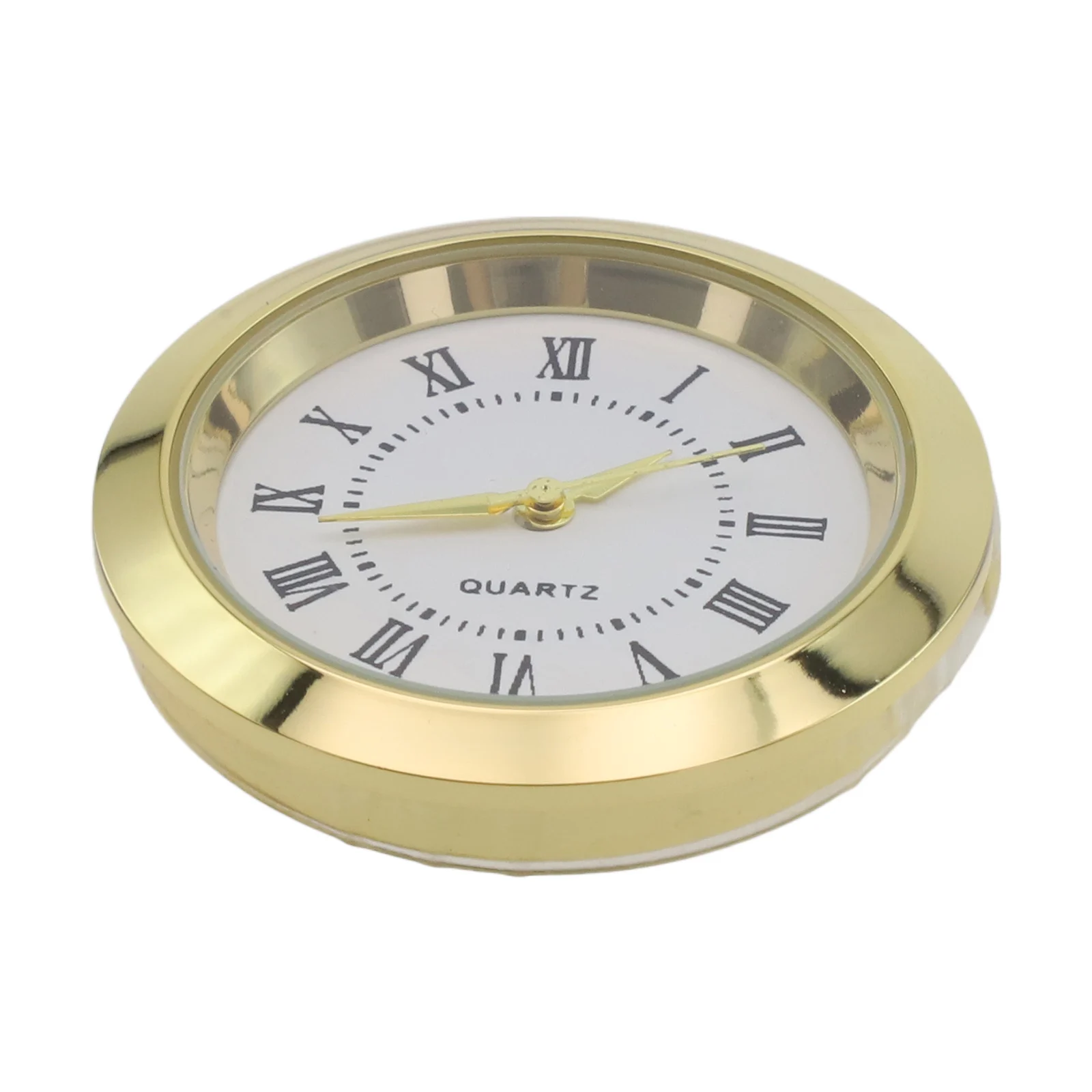 Mini Quartz Clock Outer Diameter 36mm 55mm Round Clock Insert Stainless Steel Back Silver Tone Bezel Roman Numerals