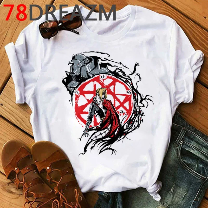 Hot Anime Fullmetal Alchemist T-shirt Men  Harajuku Hip Hop  Graphic Tees Men 2020 Funny Japanese Cartoon  O-Neck T Shirt Male