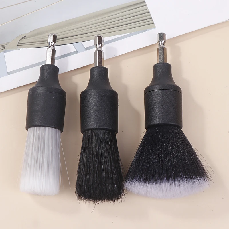 3 PCS New Car Detail Brush Electric Drill Brush Boar Bristle Brush Car Interior Cleaning Crevice Brush