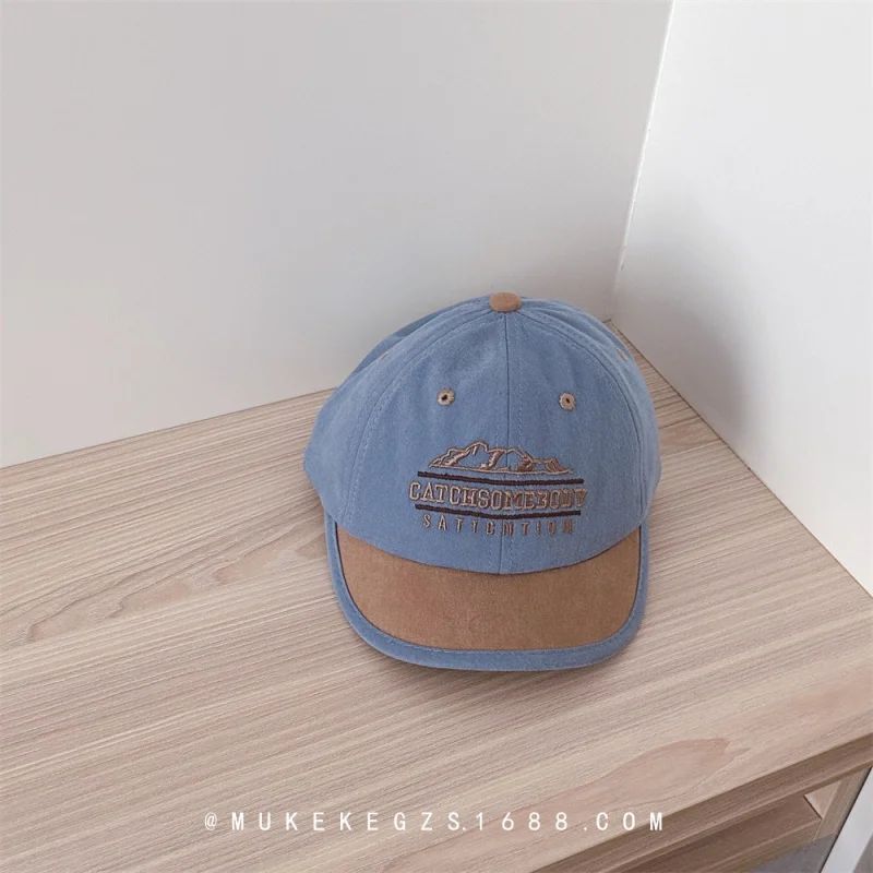 Kids Embroidered Baseball Cap Short Brim Breathable UV Protection Adjustable Comfort Baby Safe Design