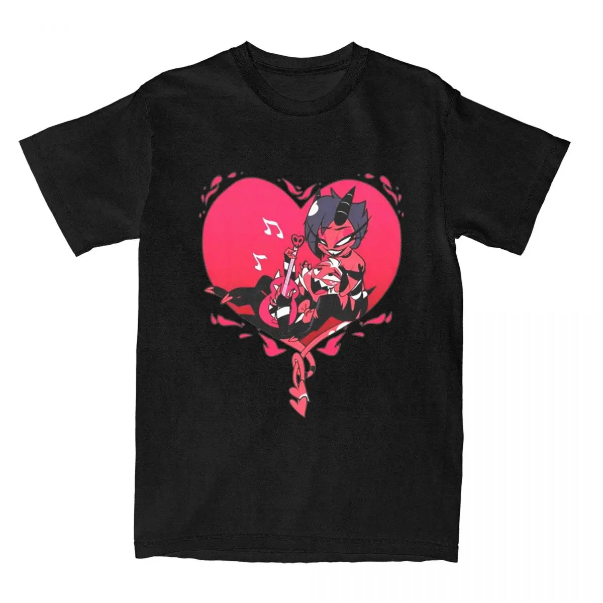 Men T-Shirt Helluva Boss Cartoon Novelty Cotton Tee Shirt Short Sleeve Moxxie and Millie T Shirt Crew Neck Tops Printed