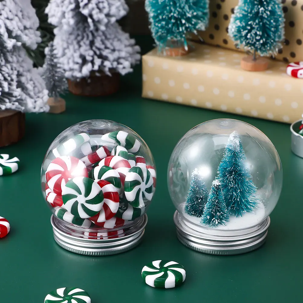 

15pcs Plastic Ball Candy Jar 150Ml Diy Snow Globe Craft Kit Holiday Decor Spherical Bottle Party Decoration Clear