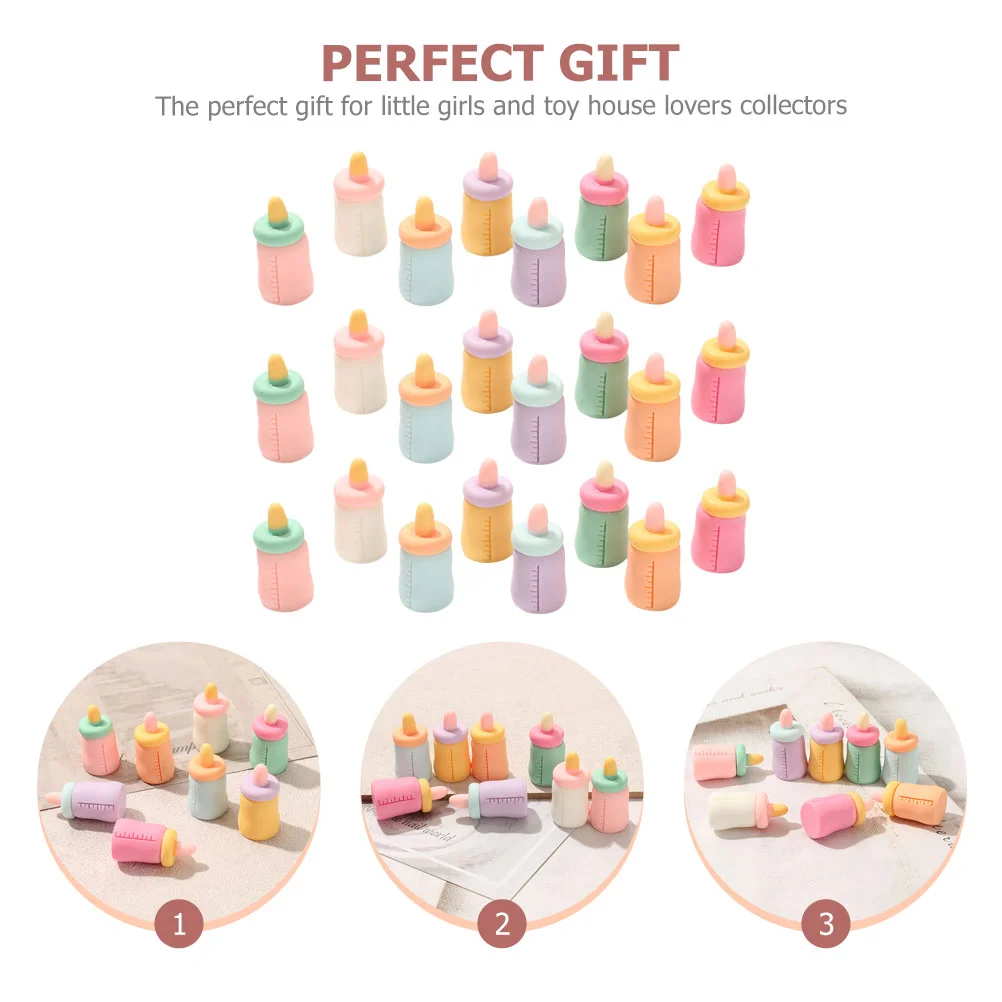 24 Pcs House Layout Prop Mini Simulation Feeding Bottle Toys for Girls Cognitive Bottles Decorate Fake Pretend