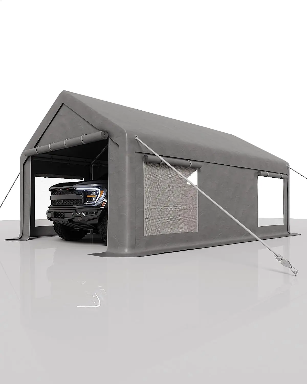 Heavy-Duty Portable Carport 20'x10'x11' Canopy Shelter Roll-Up Windows Front & Back Doors Car Truck Boat Storage, Customized