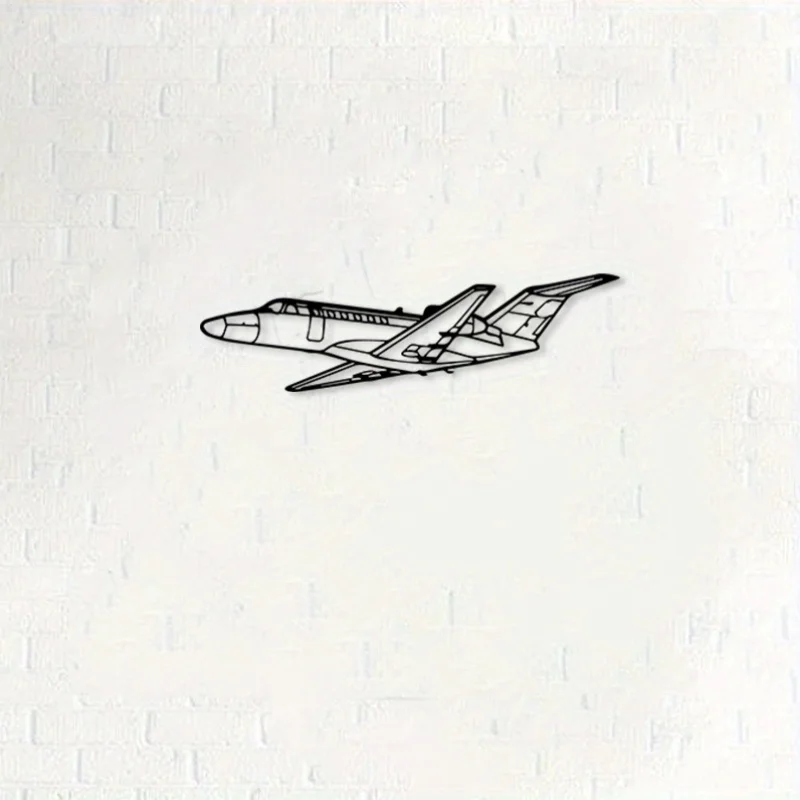 Minimalist Aviation Metal Wall Art, 2D Flat Business‑Jet Decor for Hangar FBO Lounge, CJ2 CJ2+ Pilot‑Theme Gift