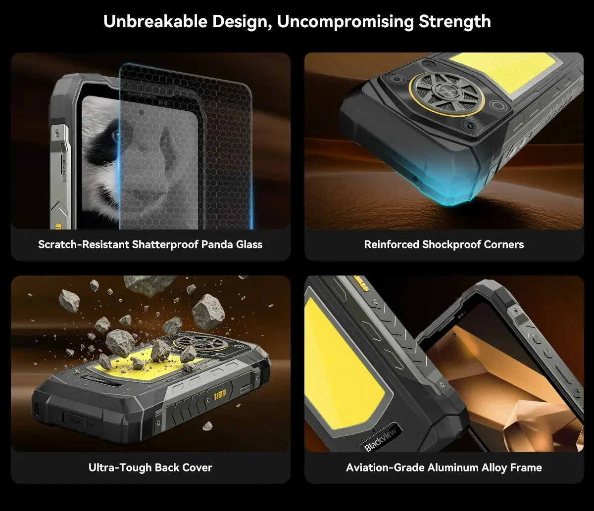 Blackview ROCK 5 Rugged Smartphone, 48GB(12+36) RAM+256GB ROM, 6.78" 2.4K Display, 20000mAh Battery, Android 16, 108MP Camera, NFC,Fingerprint, Camping Lantern,Recognition IR Fill Light,33W Fast Charge