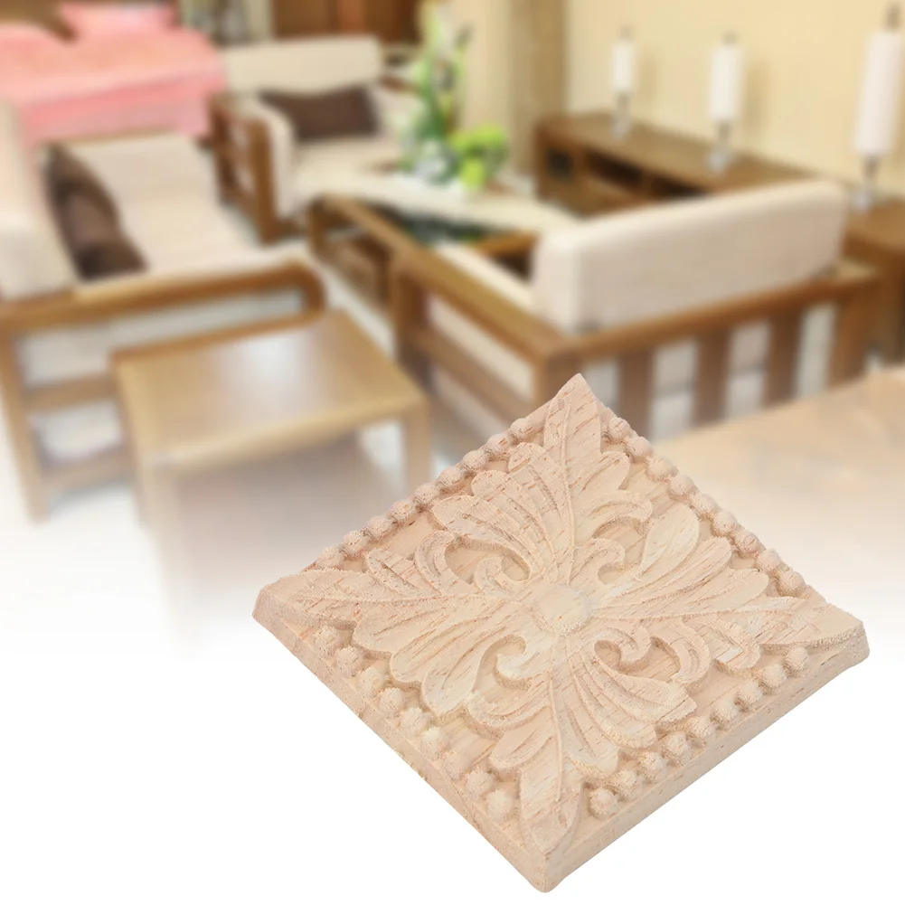 Escultura quadriculada Applique para Decoração Móveis, Decalque sem pintura, B, 4Pcs