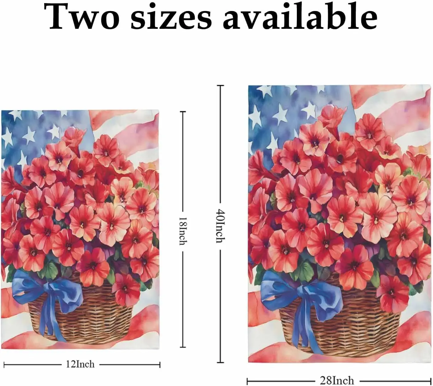 Welcome Garden Flag 4th of July Begonia Flower Double Sided House Flags Yard Decoration, Vintage USA Flag Oil Painting Banne AAS
