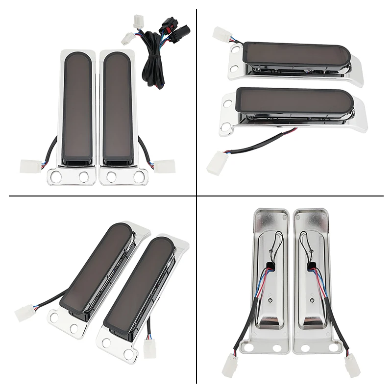 2Pcs Motorcycle Rear Smoke Chrome LED Saddlebag Lights for Harley Touring Electra Road Glide FLHTK FLTRU FLHR 2014-Up