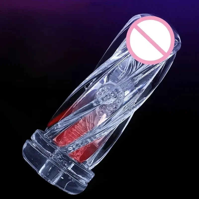 Soft Clear Pocket Pussy Penis Sleeve Crystal Vacuum Male Masturbators Pleasent Aircraft Cup Masturbation Device Adult Sex Toys