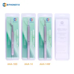 Stainless Steel Industrial Tweezers Curved Pointed Forceps Anti-static High Toughness Precision Fine Tip Chip Soldering Repair