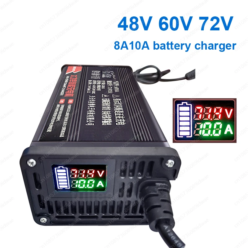 48V 12A 60V 8A 72V 10A 15A LCD Display Lithium Battery Charger, Smart Fast Charging Li‑ion Battery Charger