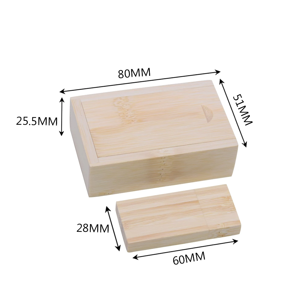 Clé USB 3.0 en bois avec boîte, clé USB, disque U, logo personnalisé gratuit pour la photographie, cadeau de mariage, 8 Go, 16 Go, 32 Go, 64 Go, 50 pièces par lot