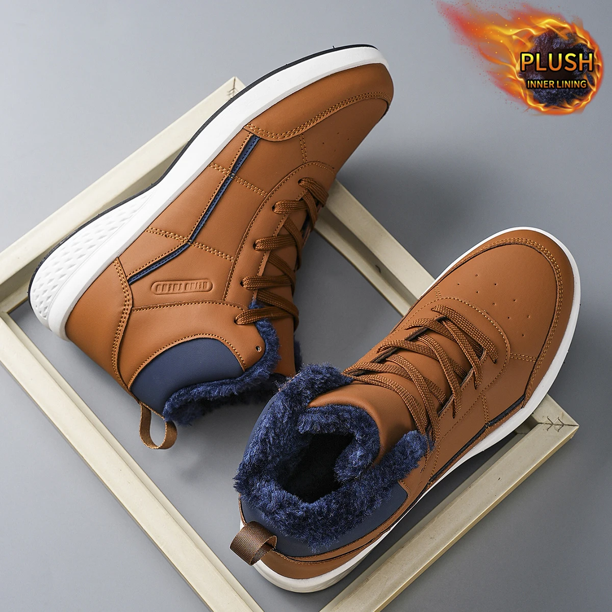 Men's Large Size Plush Inner Lining Sports Shoes Outdoor Hiking Comfortable Casual Fashionable Training Shoes for Couples