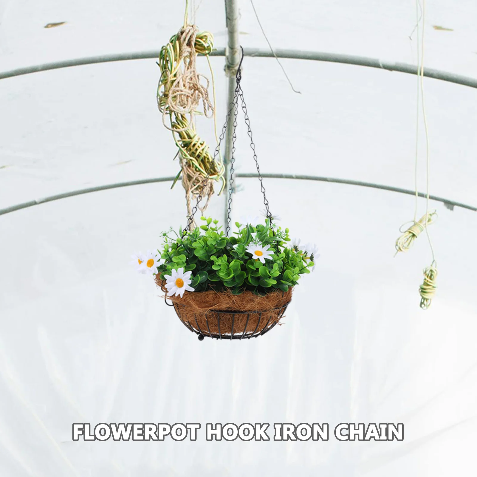 

Sturdy Iron Flowerpot Hanger Chain Detailed Hook Pattern Indoor Outdoor Use High Load Bearing Plant Hanging Chain Garden Tools