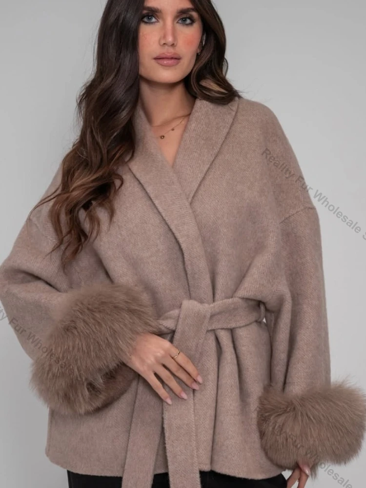 Women's Double Sided Wool Coat Premium Wool Blend Overcoat Minimalist Women's Woolen Coat Elegant Warm Winter Fashion Outerwear