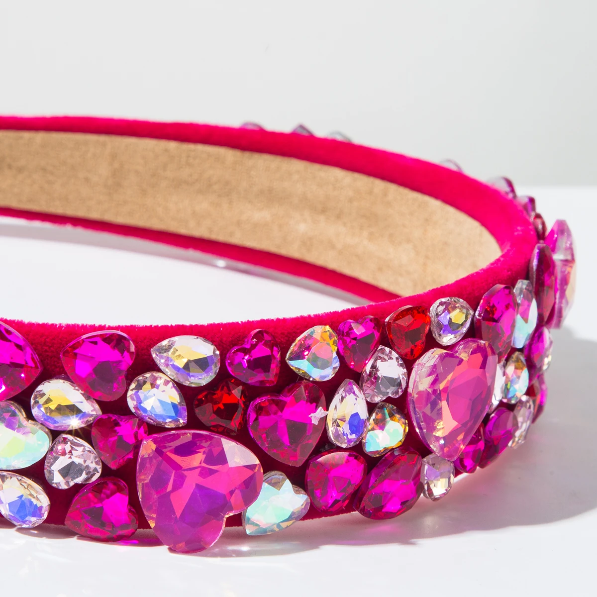 Cross Border New Valentine\'s Day Headband With Wide Edge, Colorful Heart, Full Drill Bit, Sweet and Versatile High-end Headband