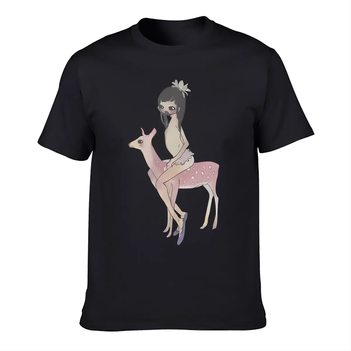 

Yoshitomo Nara Aya Takano Grunge Girl Riding Pink Deer Art Baby Graphic T Shirts Funny Men Women's Cartoon Oversized T-shirt