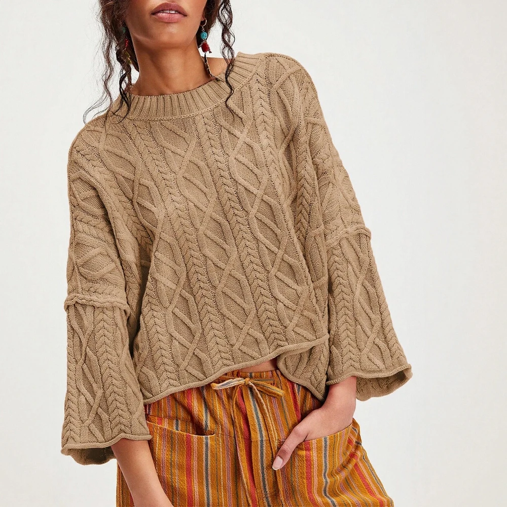 

Women's Long Sleeve round Neck Sweaters Chic Trendy Plain Casual Fashion Daily Autumn Winter