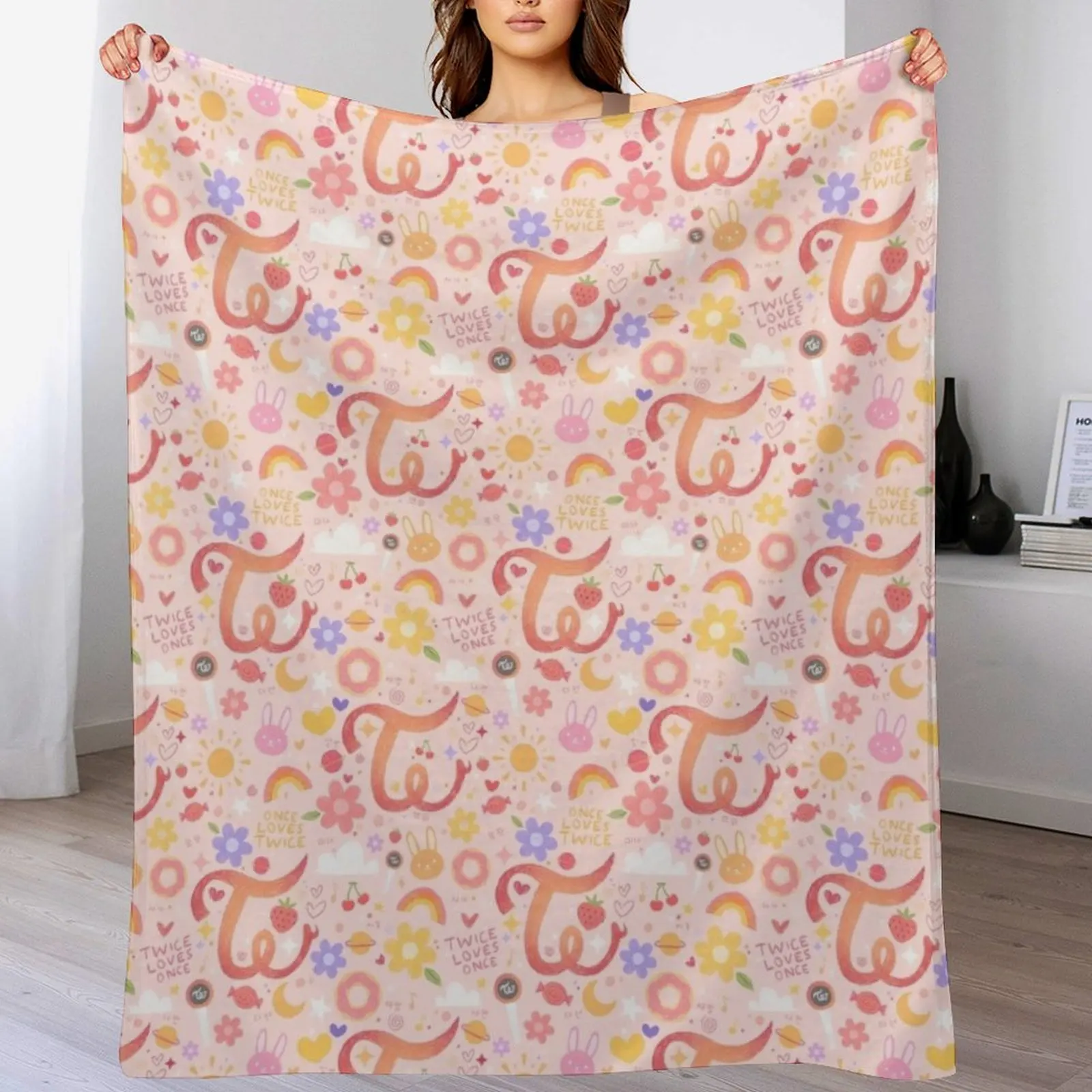 

Twice Pattern Throw Blanket Decorative Throw Luxury Brand Custom Picnic Blankets