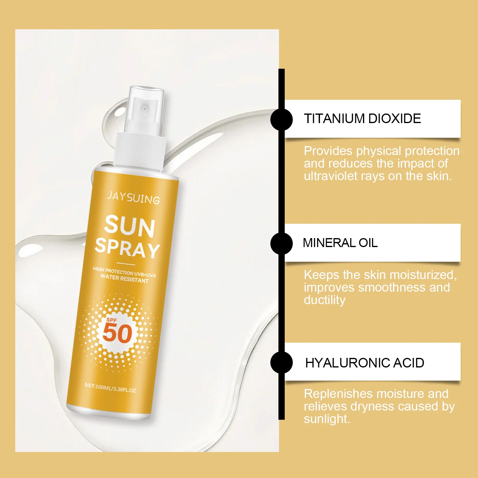 Spf50 واقي من الشمس للوجه وجسم الوجه والأشعة فوق البنفسجية واقية للتحكم في الزيوت ترطيب كتلة الشمس منعش مقاوم للماء واقية من الشمس رذاذ