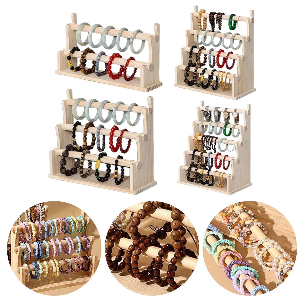 

Деревянный органайзер для браслетов, многослойная подставка для хранения браслетов, многофункциональный органайзер для браслетов и резинок для волос, для часов, браслетов и резинок для волос